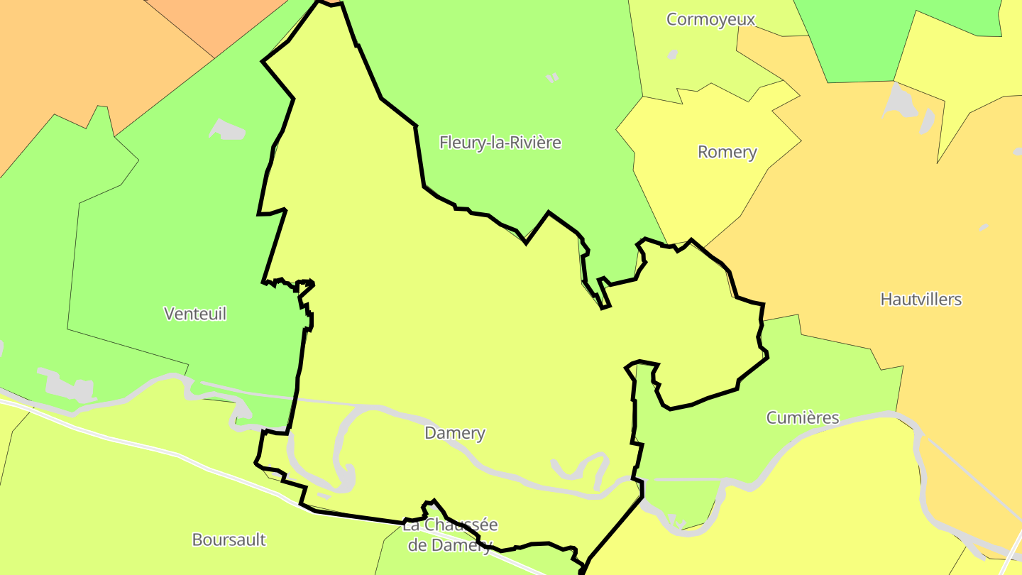Carte des prix de l'immobilier Damery