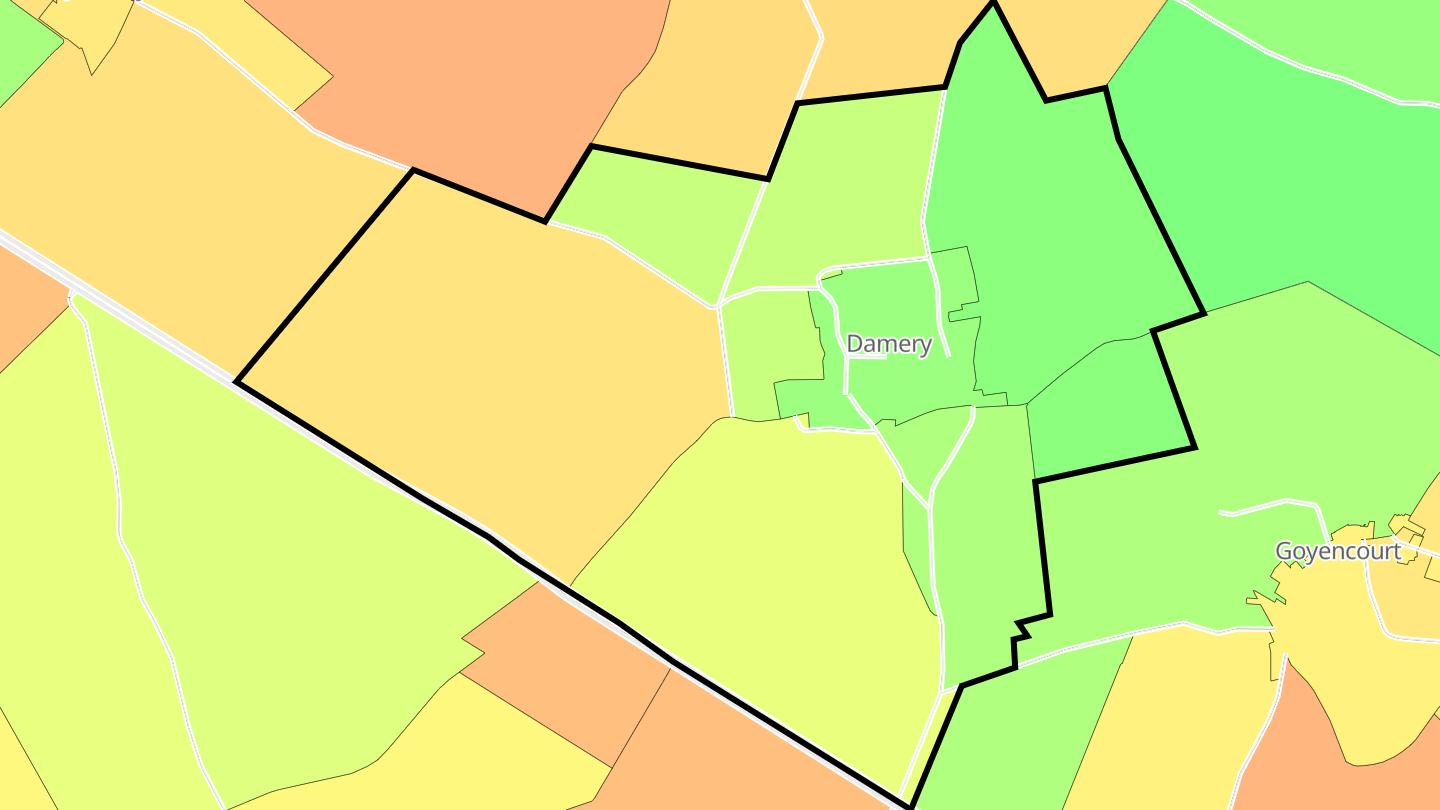 Carte des prix de l'immobilier Damery