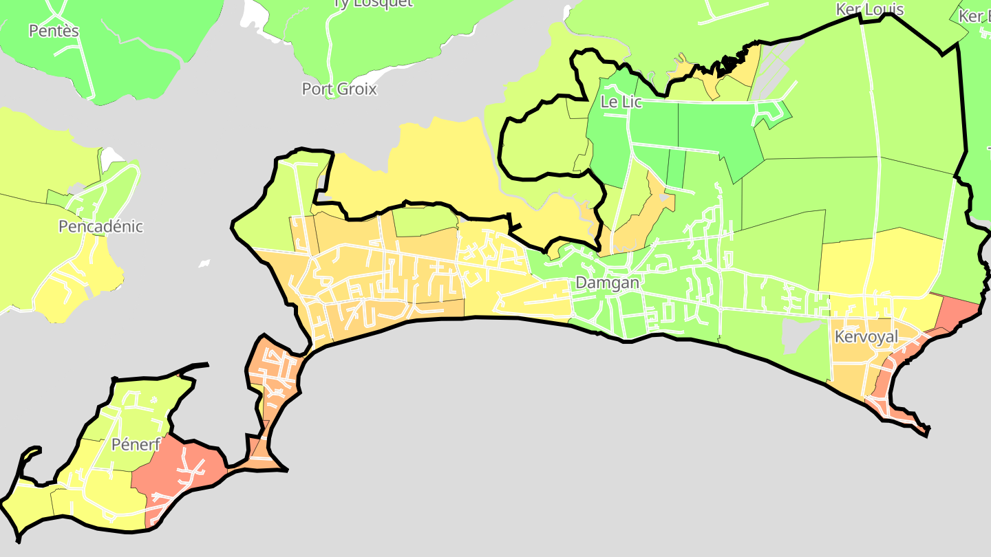 Carte des prix de l'immobilier Damgan