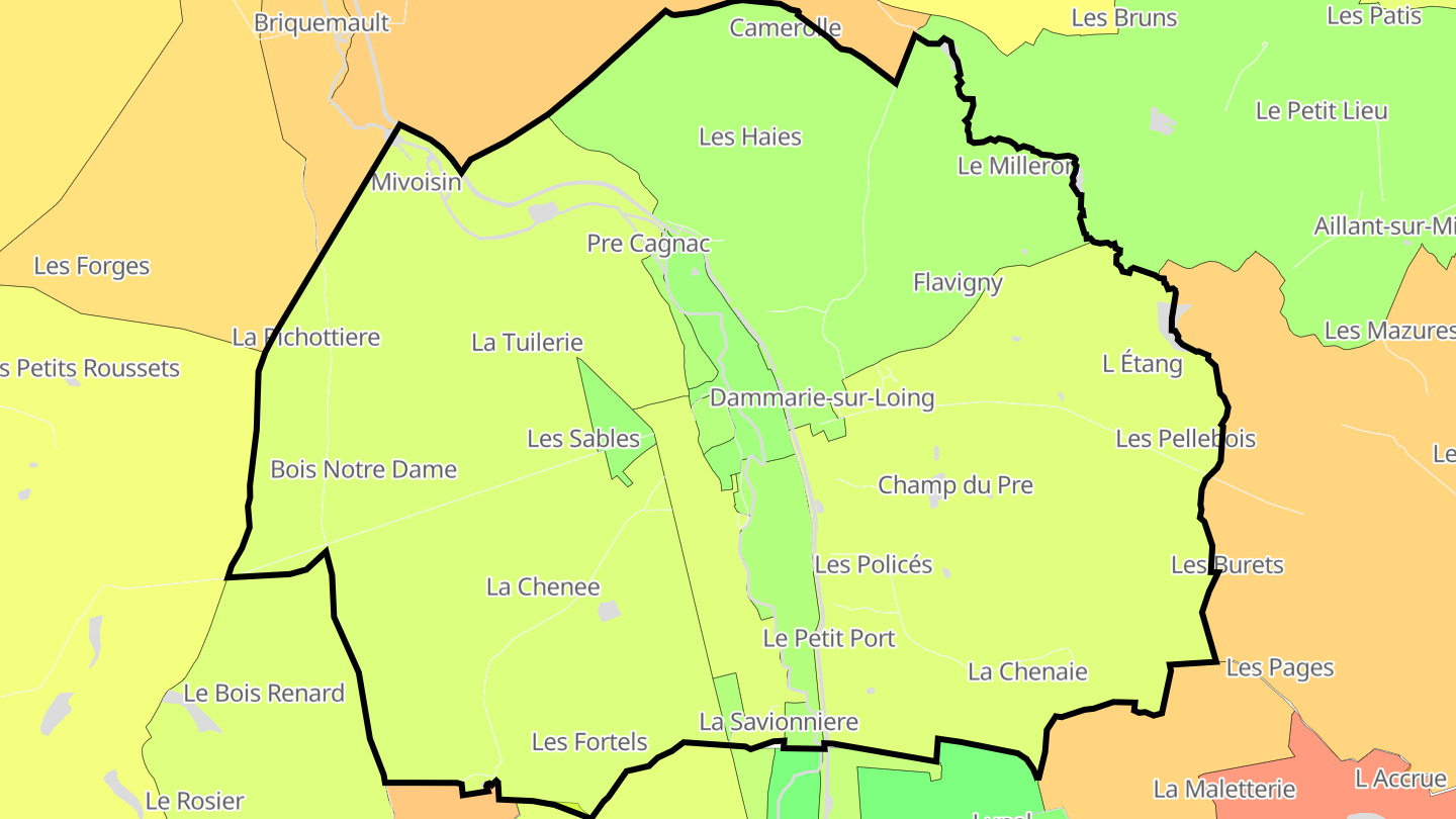 Carte des prix de l'immobilier Dammarie-sur-Loing