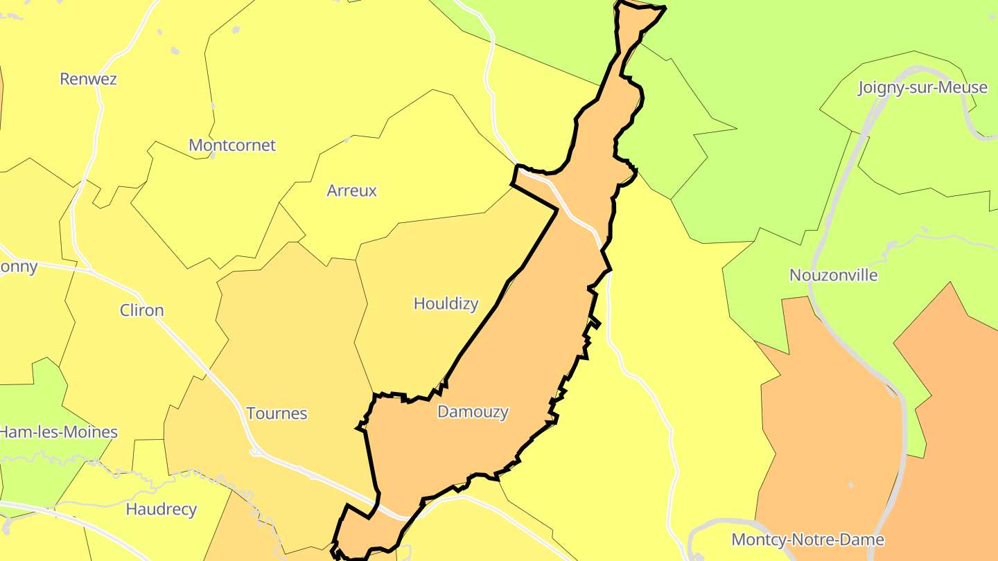 Carte des prix de l'immobilier Damouzy
