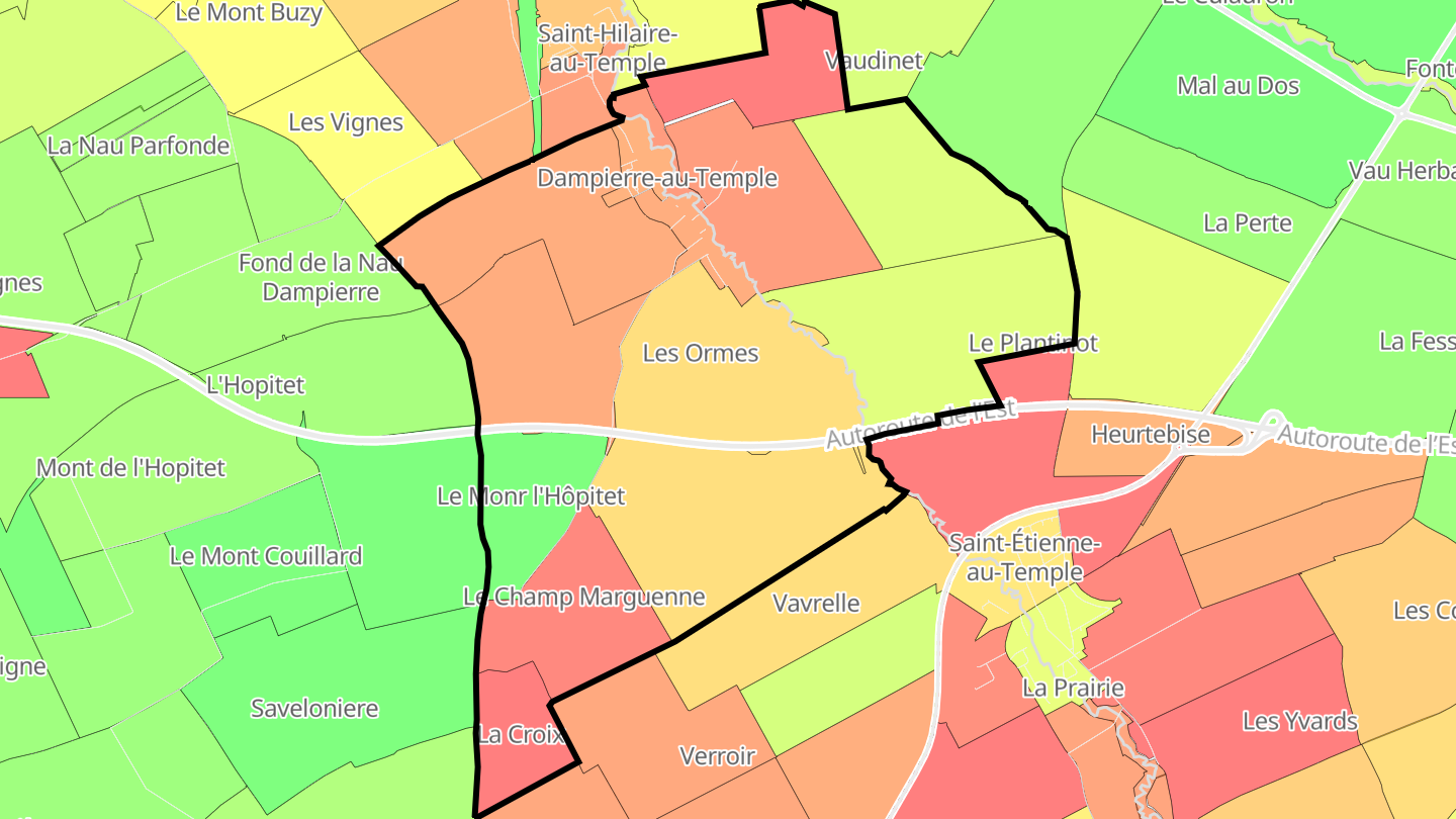 Carte des prix de l'immobilier Dampierre-au-Temple