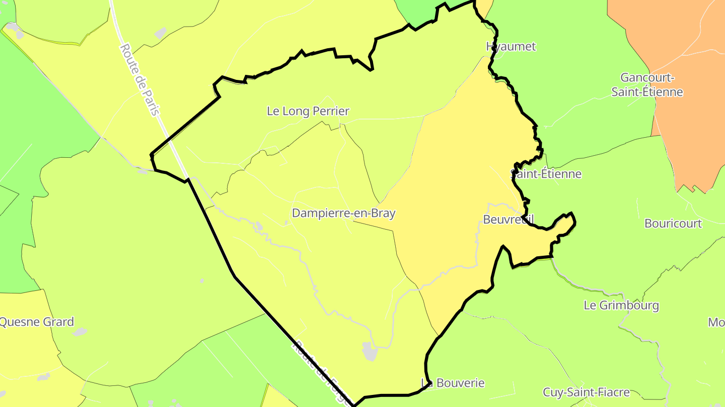 Carte des prix de l'immobilier Dampierre-en-Bray