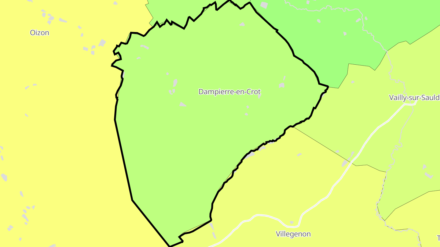 Carte des prix de l'immobilier Dampierre-en-Crot