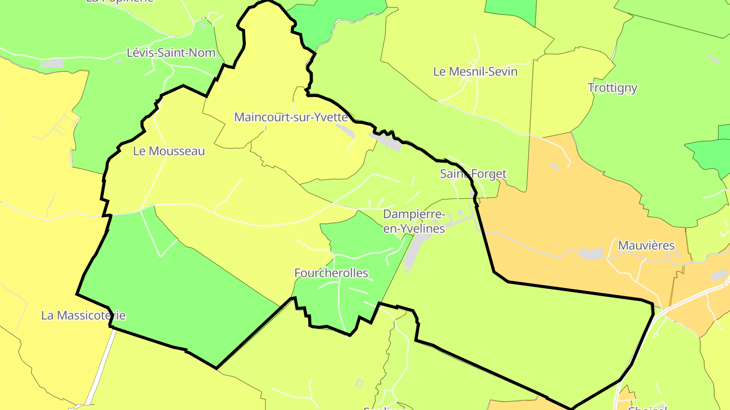 Carte des prix de l'immobilier Dampierre-en-Yvelines
