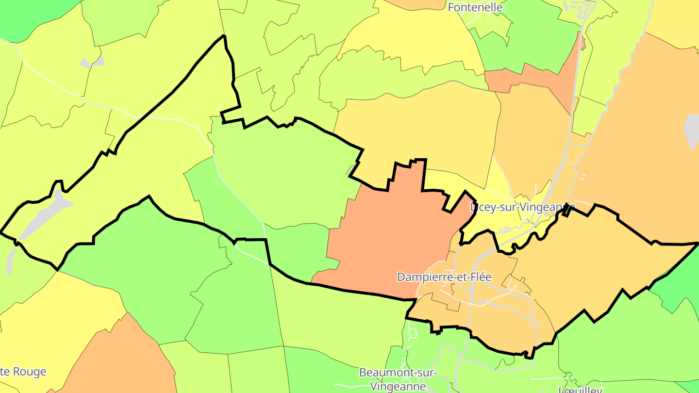 Carte des prix de l'immobilier Dampierre-et-Flée