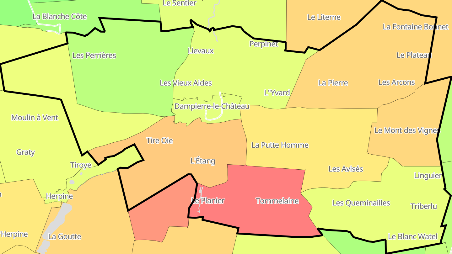 Carte des prix de l'immobilier Dampierre-le-Château
