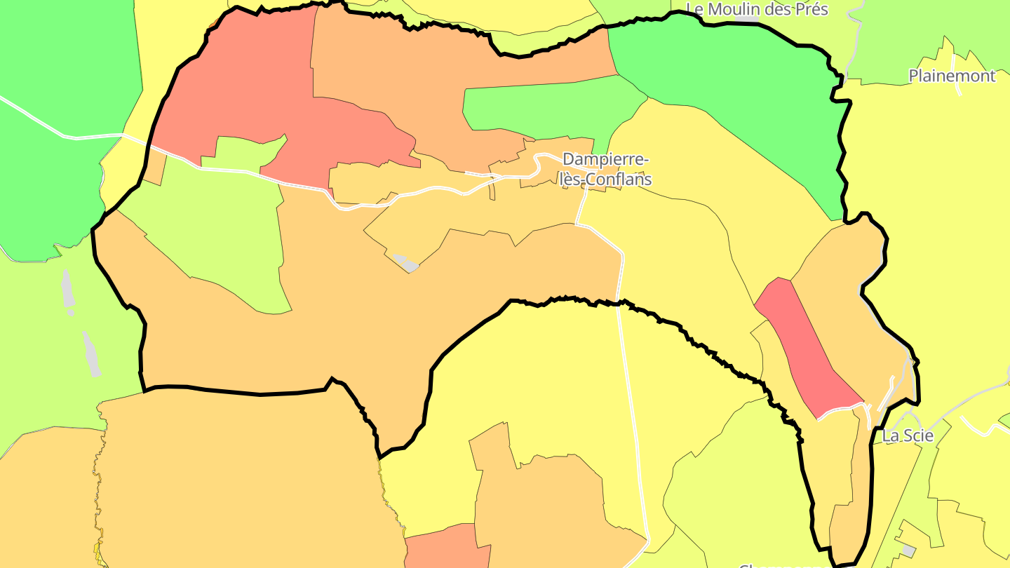 Carte des prix de l'immobilier Dampierre-lès-Conflans