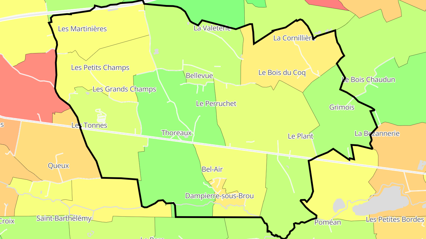 Carte des prix de l'immobilier Dampierre-sous-Brou