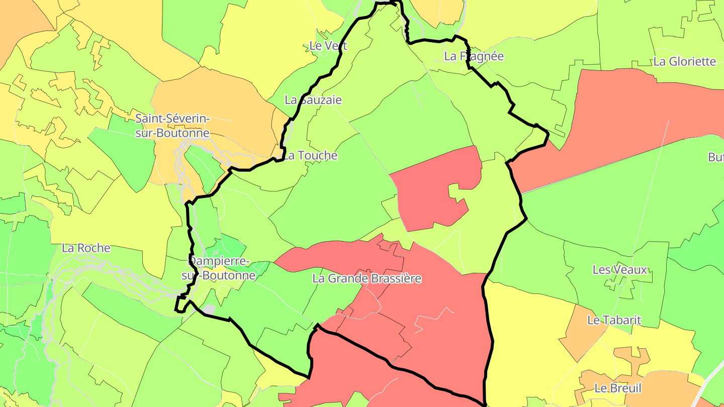 Carte des prix de l'immobilier Dampierre-sur-Boutonne