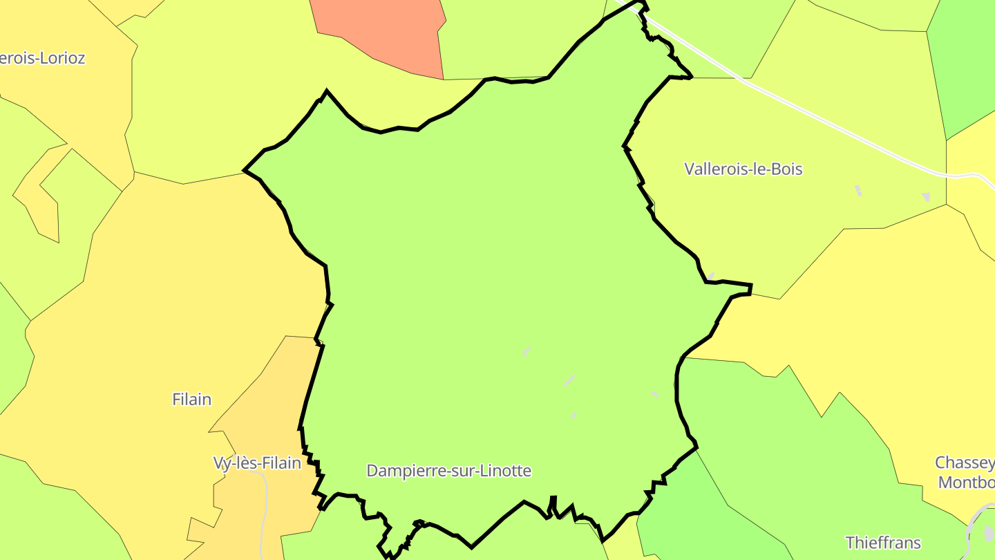 Carte des prix de l'immobilier Dampierre-sur-Linotte