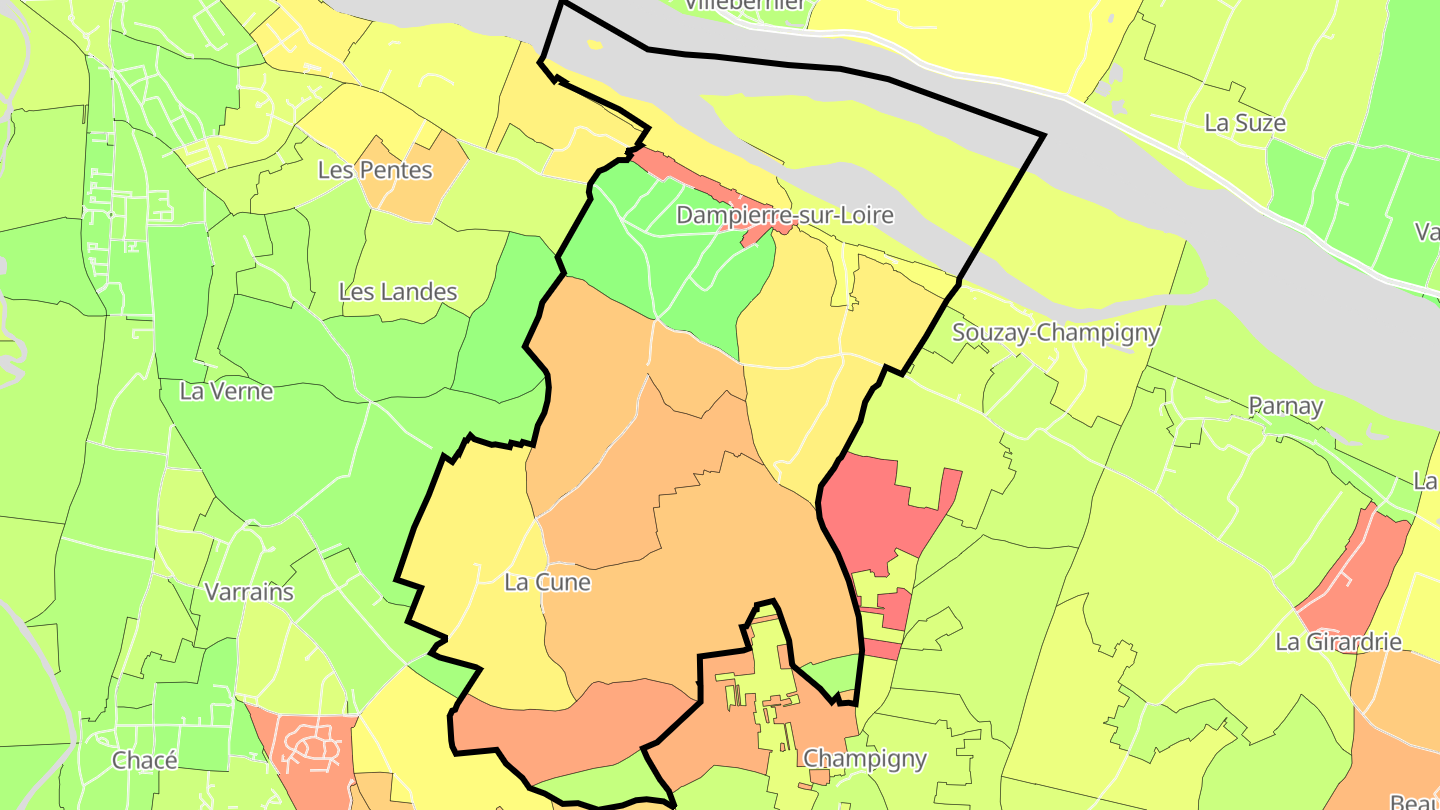Carte des prix de l'immobilier Dampierre-sur-Loire