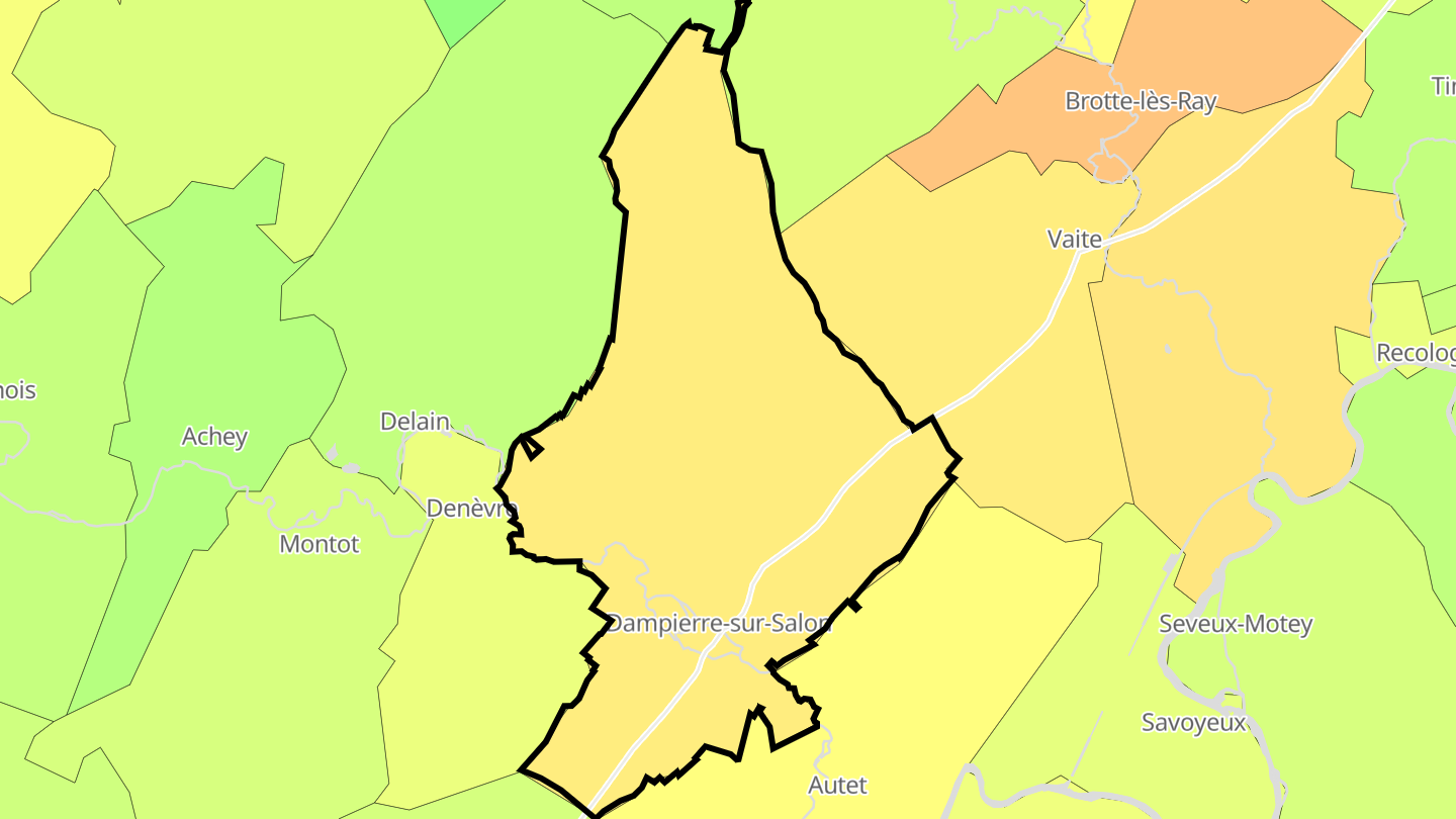Carte des prix de l'immobilier Dampierre-sur-Salon
