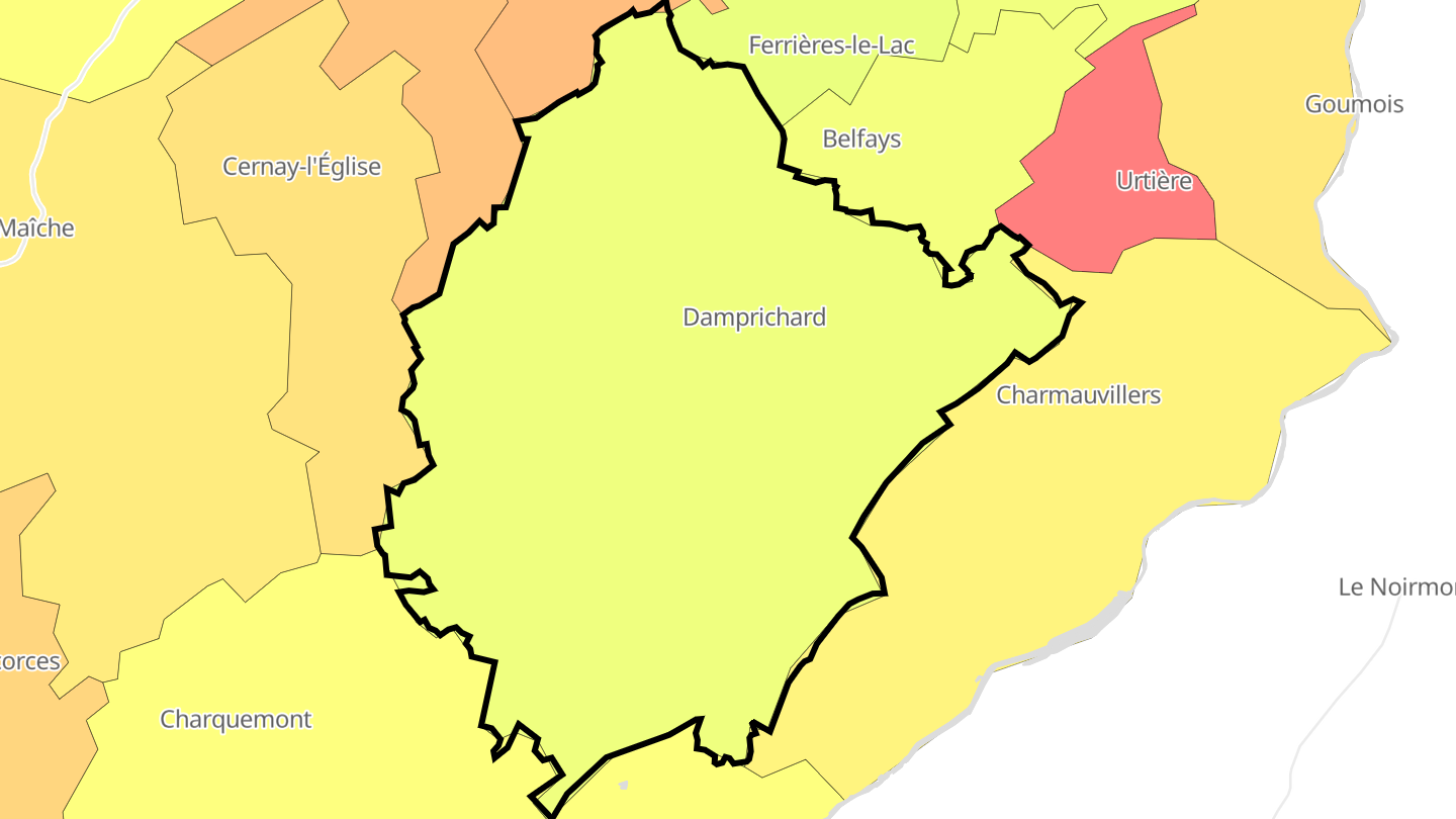 Carte des prix de l'immobilier Damprichard