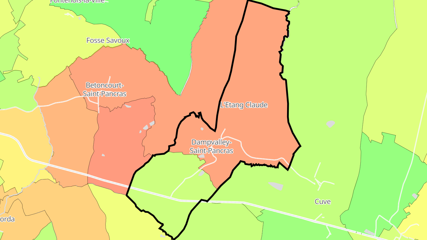 Carte des prix de l'immobilier Dampvalley-Saint-Pancras