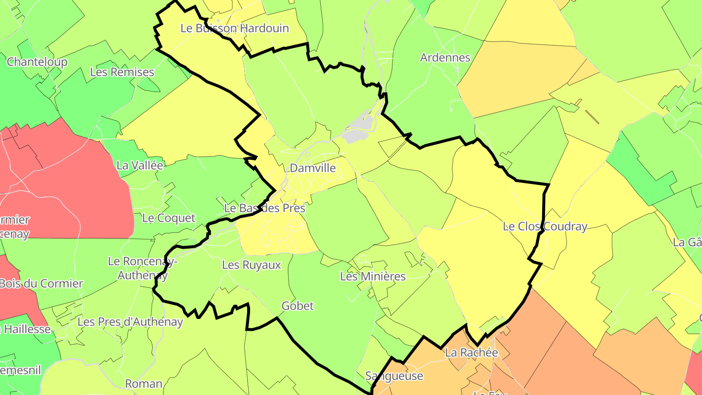 Carte des prix de l'immobilier Damville