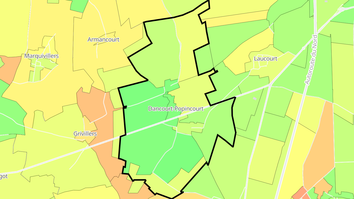 Carte des prix de l'immobilier Dancourt-Popincourt