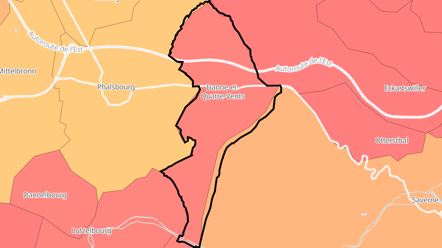 Carte des prix de l'immobilier Danne-et-Quatre-Vents