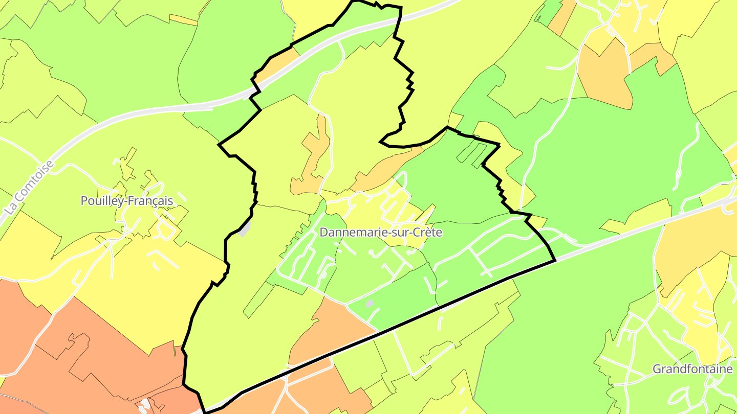 Carte des prix de l'immobilier Dannemarie-sur-Crète