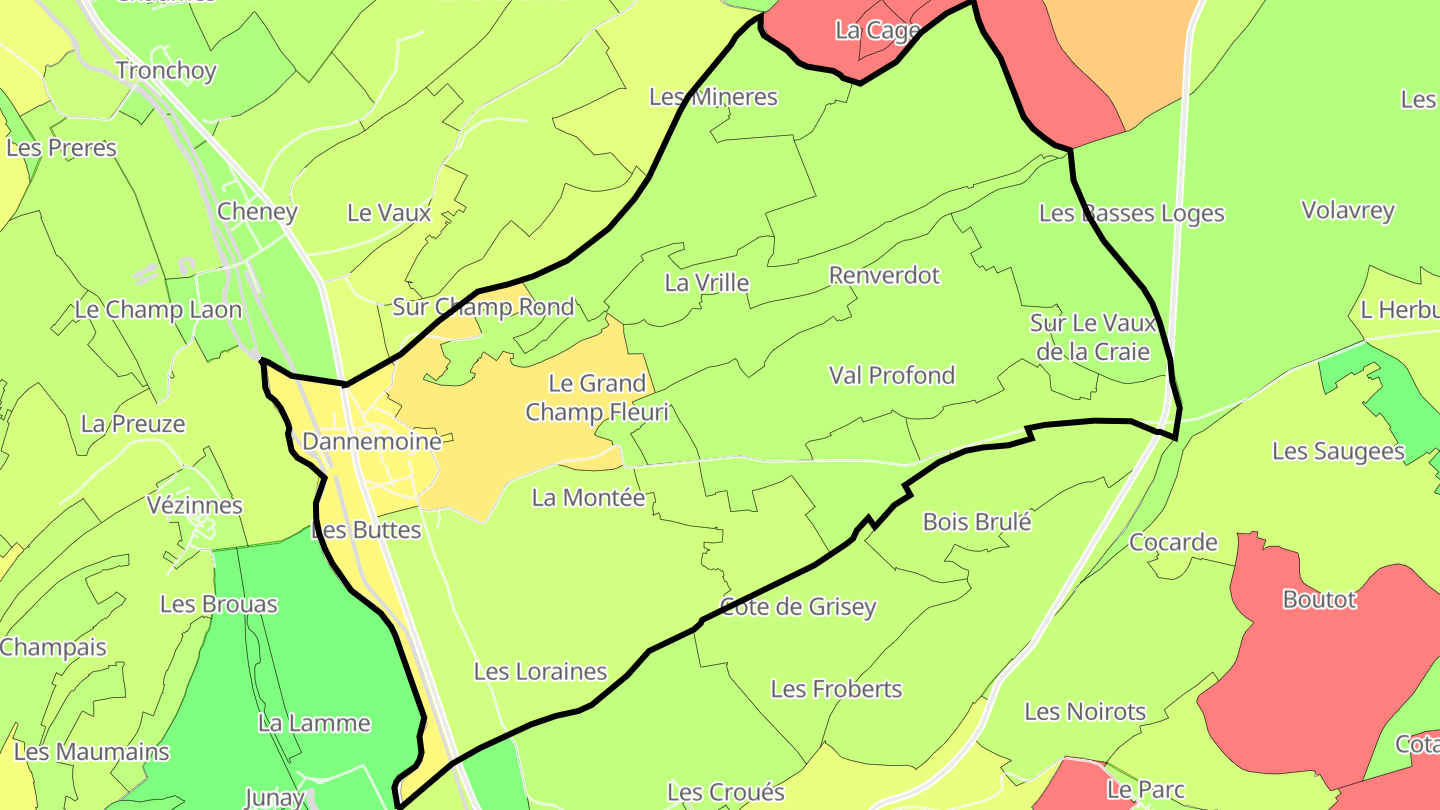 Carte des prix de l'immobilier Dannemoine