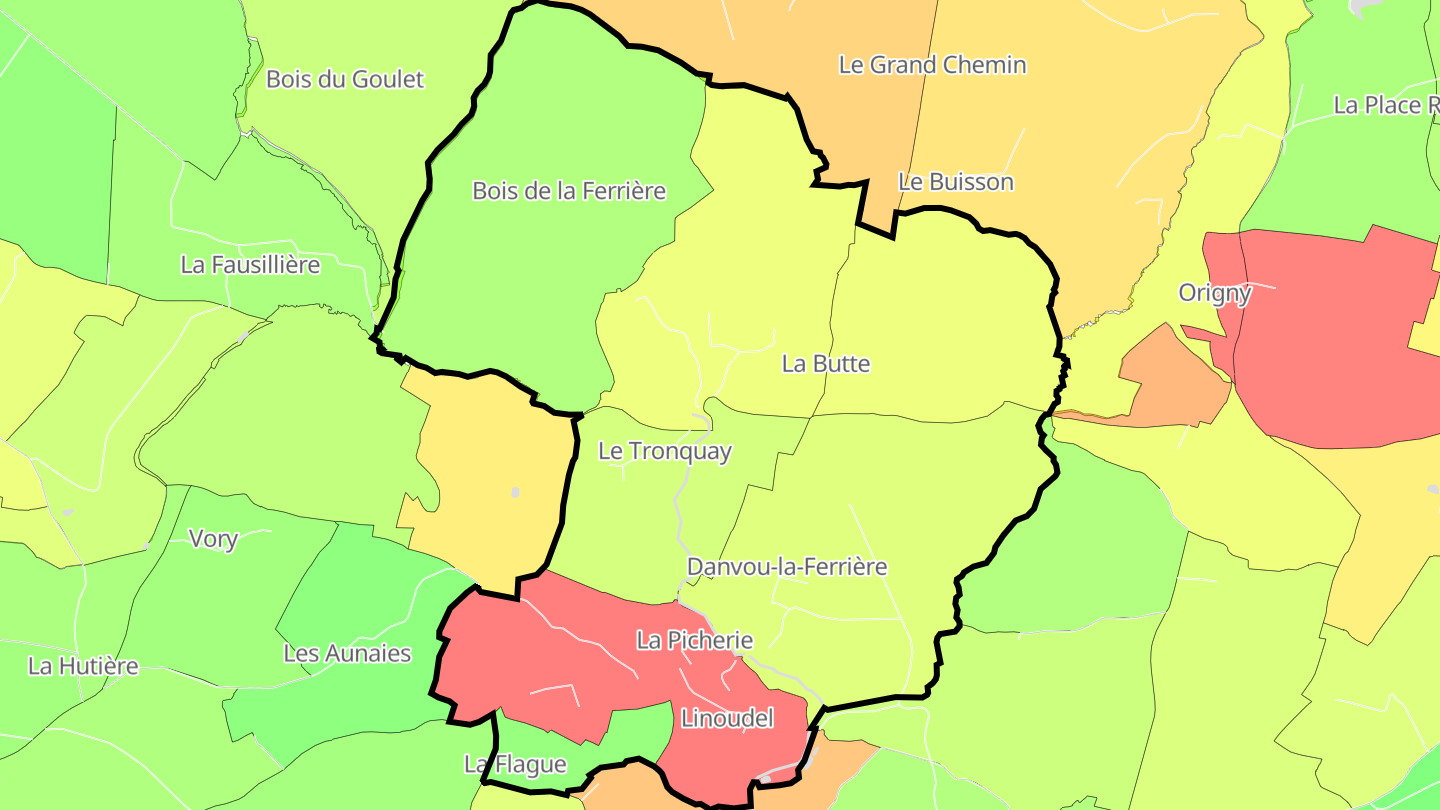 Carte des prix de l'immobilier Danvou-la-Ferrière