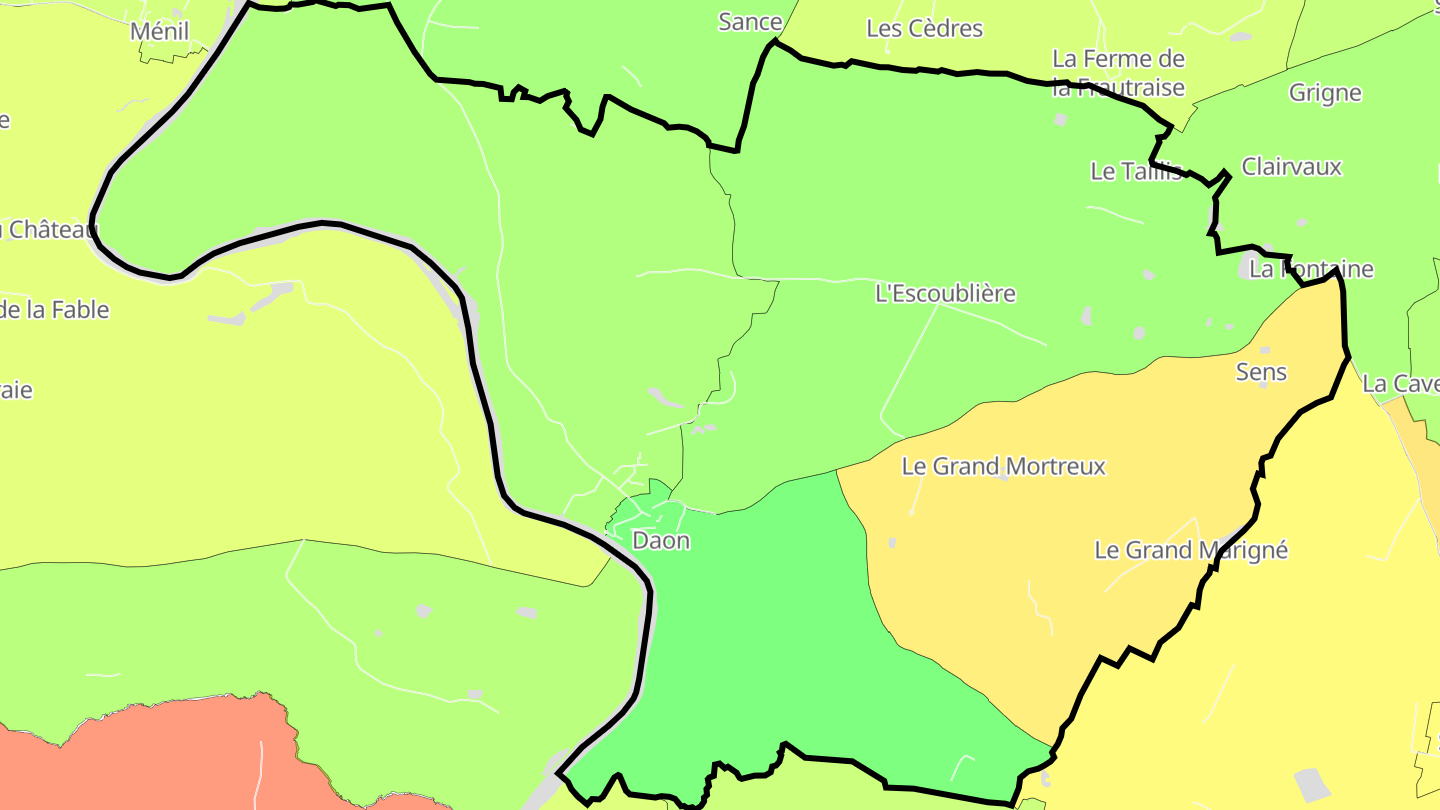 Carte des prix de l'immobilier Daon
