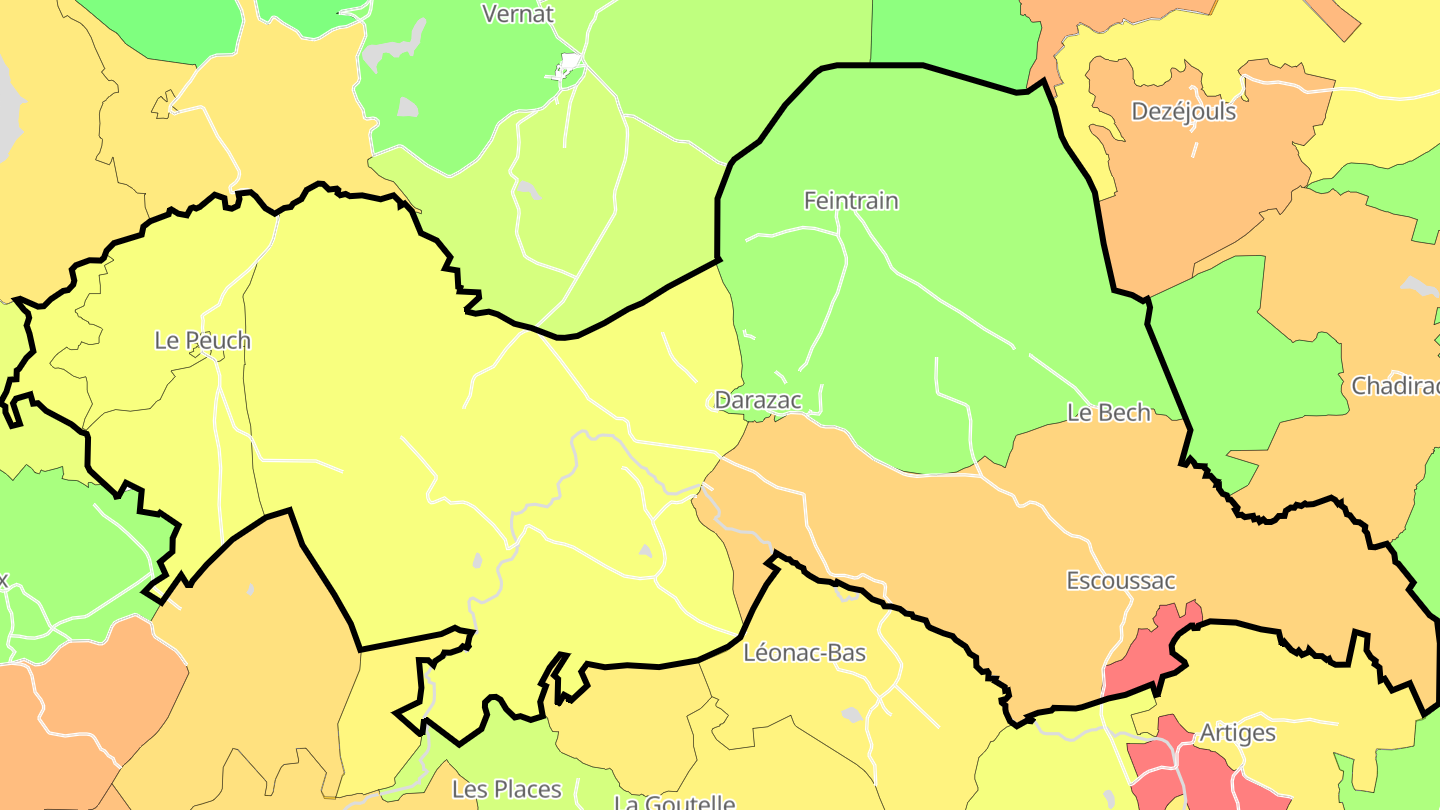 Carte des prix de l'immobilier Darazac