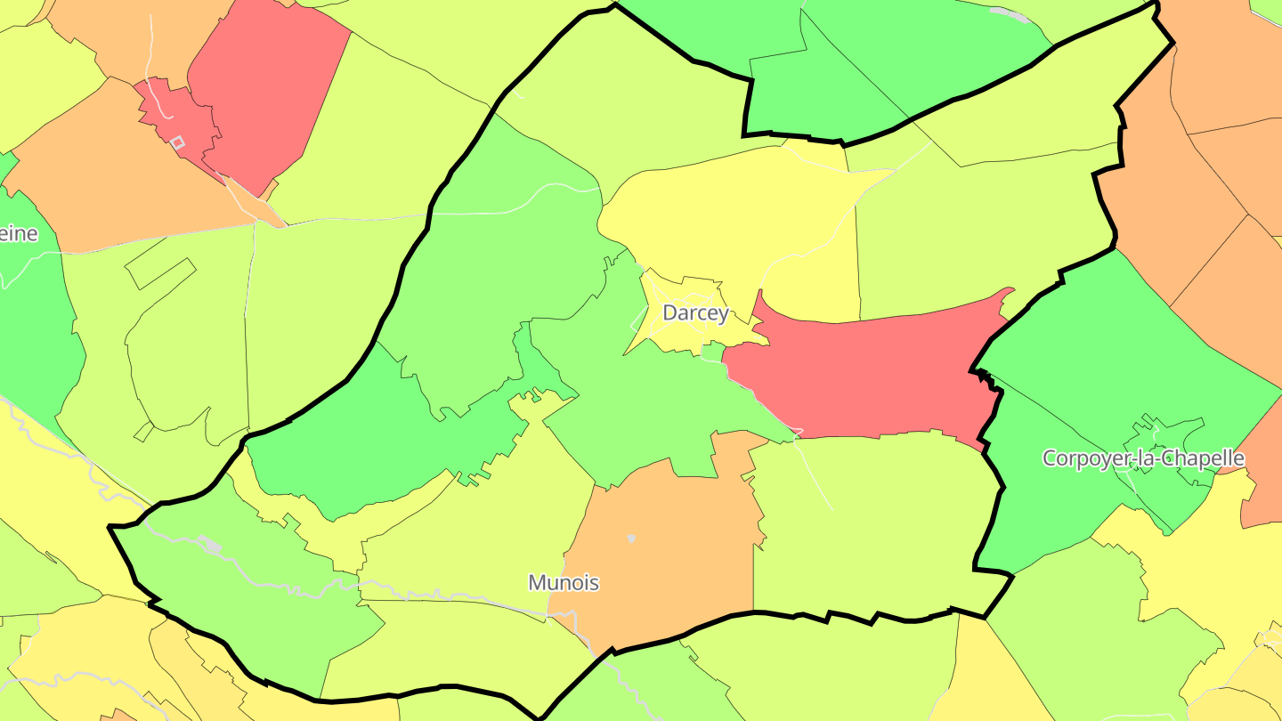 Carte des prix de l'immobilier Darcey