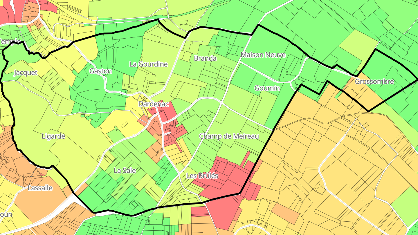 Carte des prix de l'immobilier Dardenac