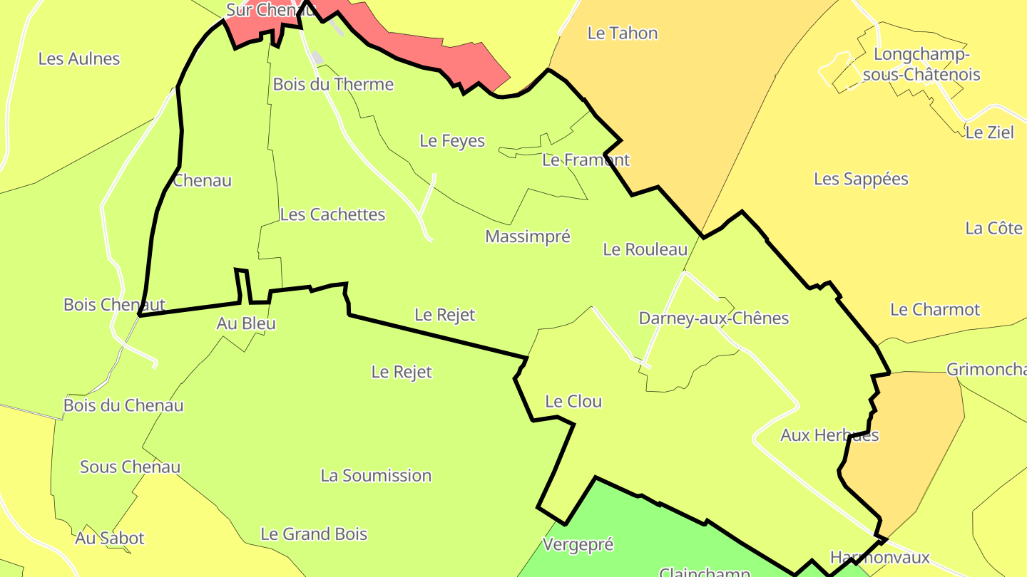 Carte des prix de l'immobilier Darney-aux-Chênes