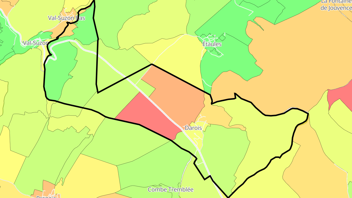 Carte des prix de l'immobilier Darois