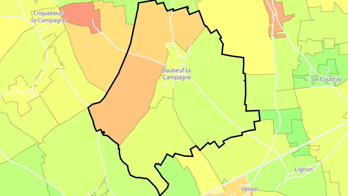 Carte des prix de l'immobilier Daubeuf-la-Campagne
