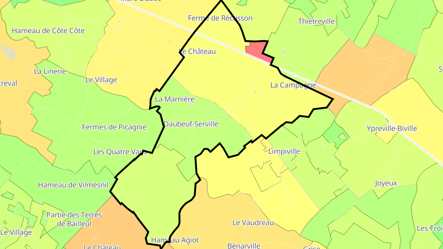 Carte des prix de l'immobilier Daubeuf-Serville