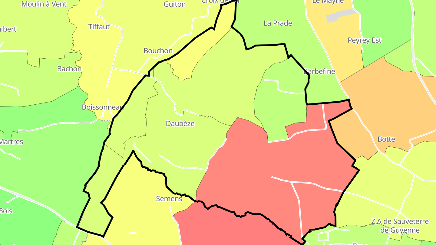 Carte des prix de l'immobilier Daubèze