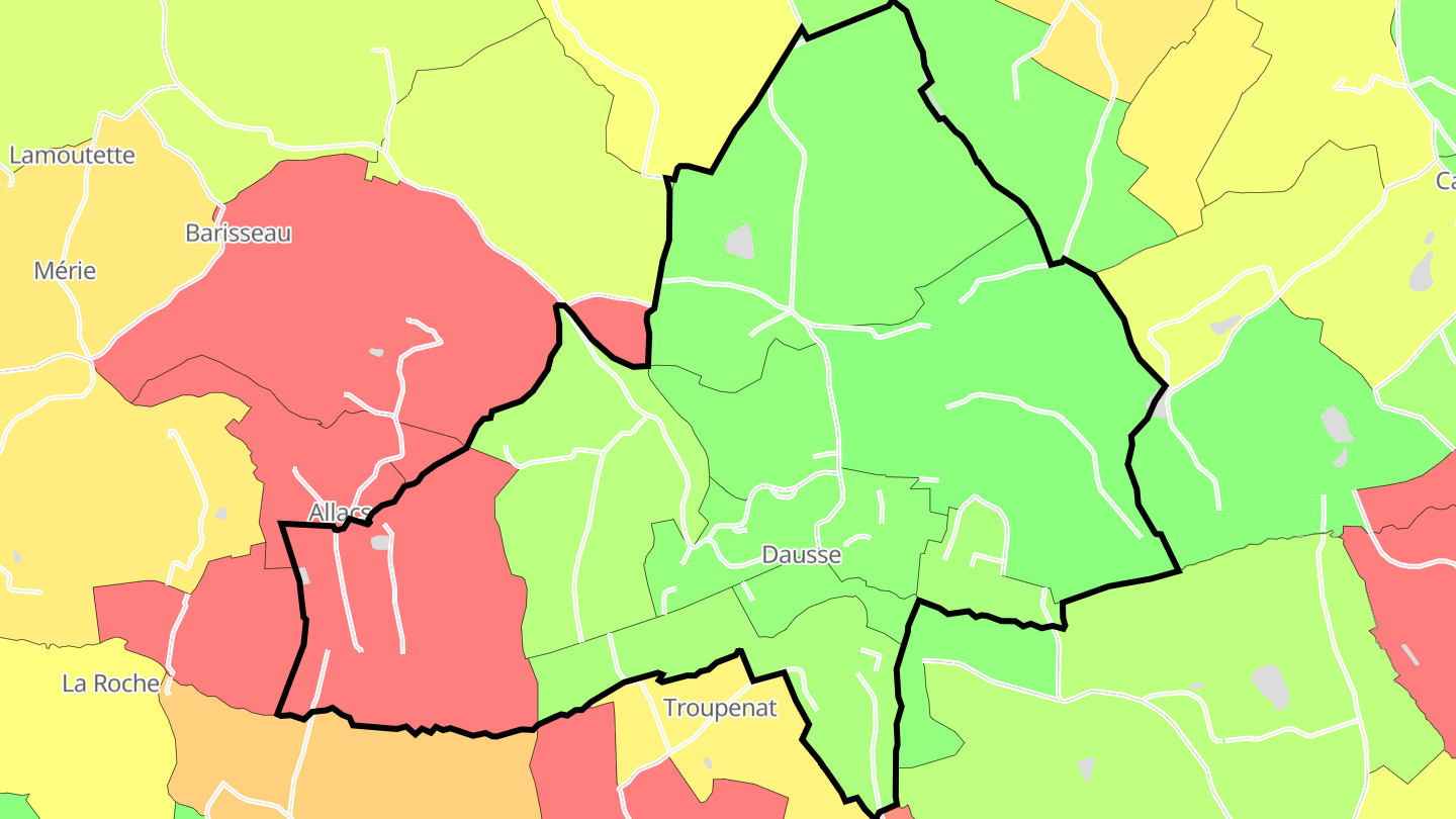 Carte des prix de l'immobilier Dausse