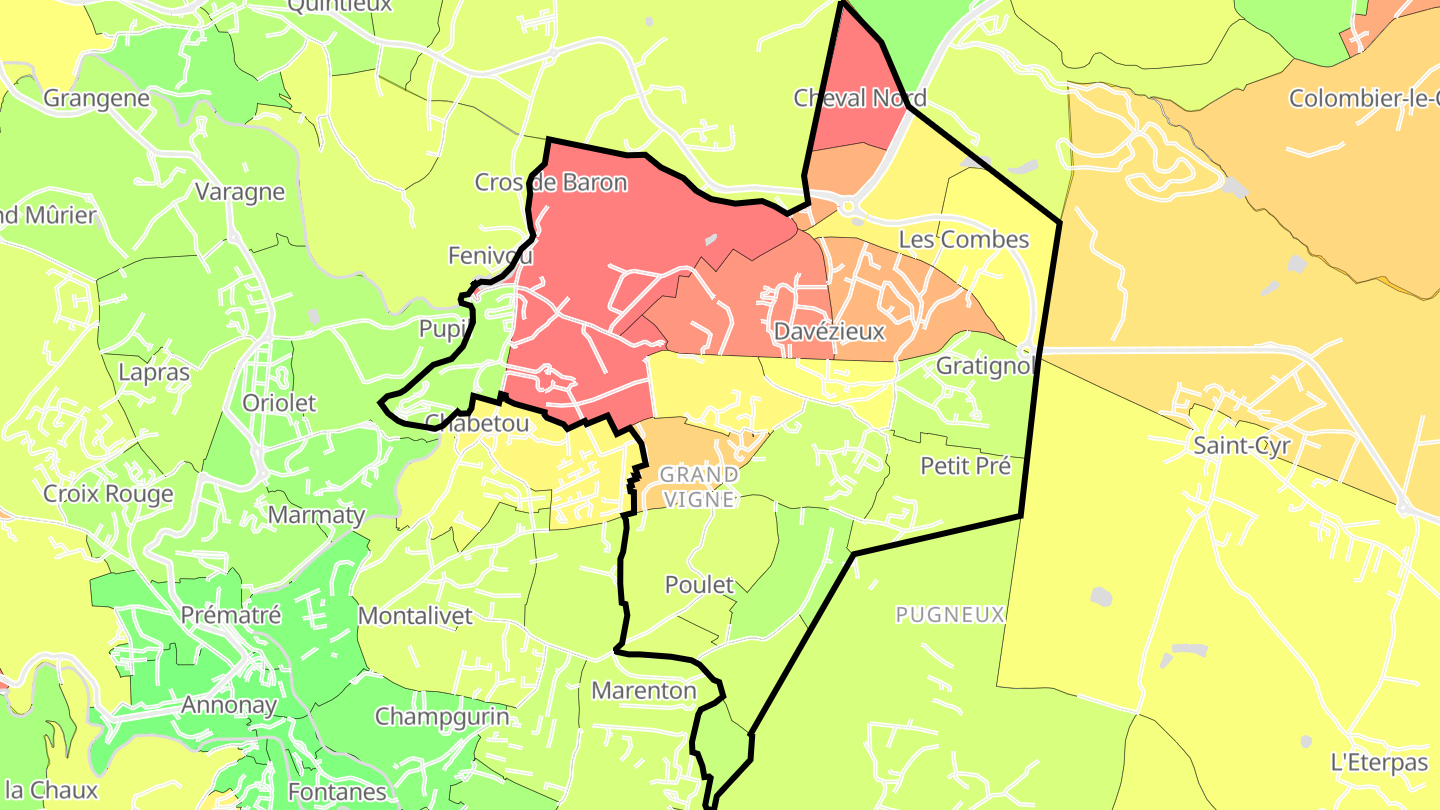 Carte des prix de l'immobilier Davézieux