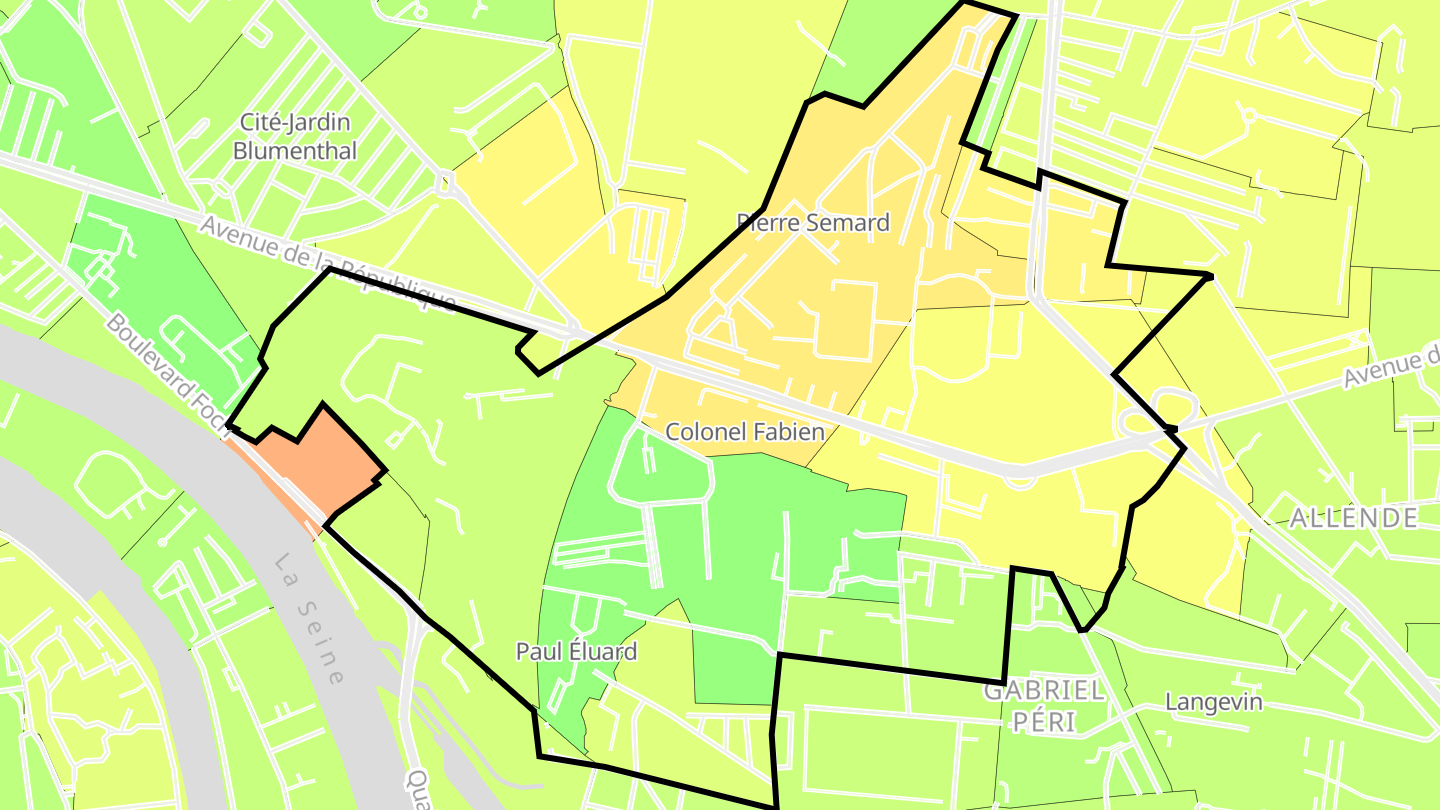 Carte des prix de l'immobilier Delaunay - Belleville - Semard