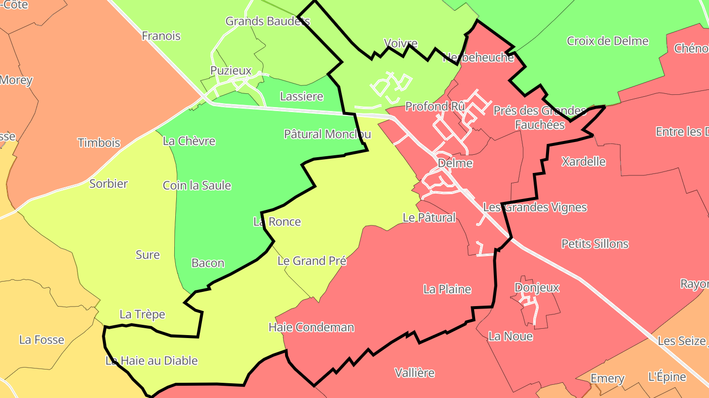 Carte des prix de l'immobilier Delme