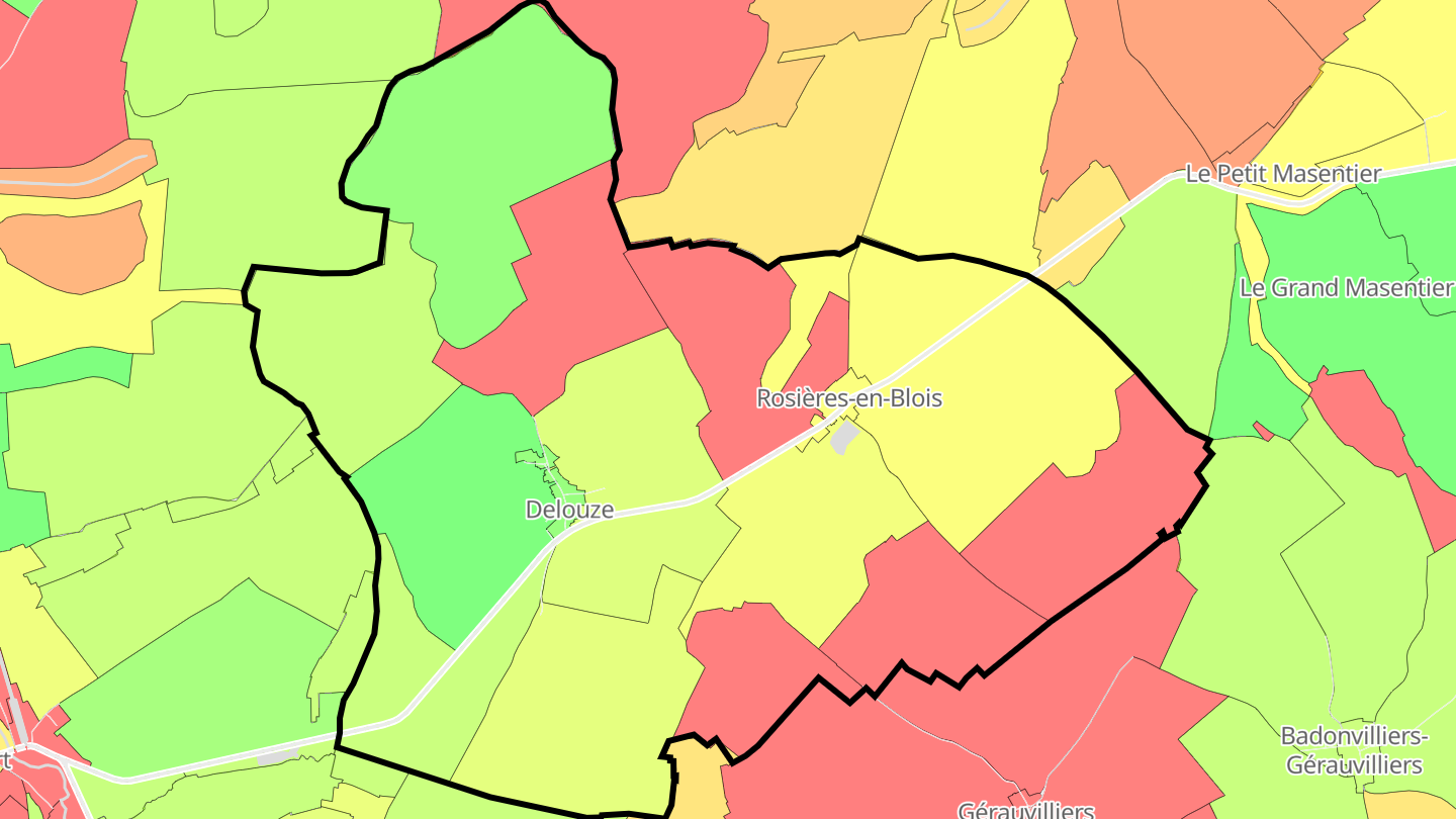Carte des prix de l'immobilier Delouze-Rosières