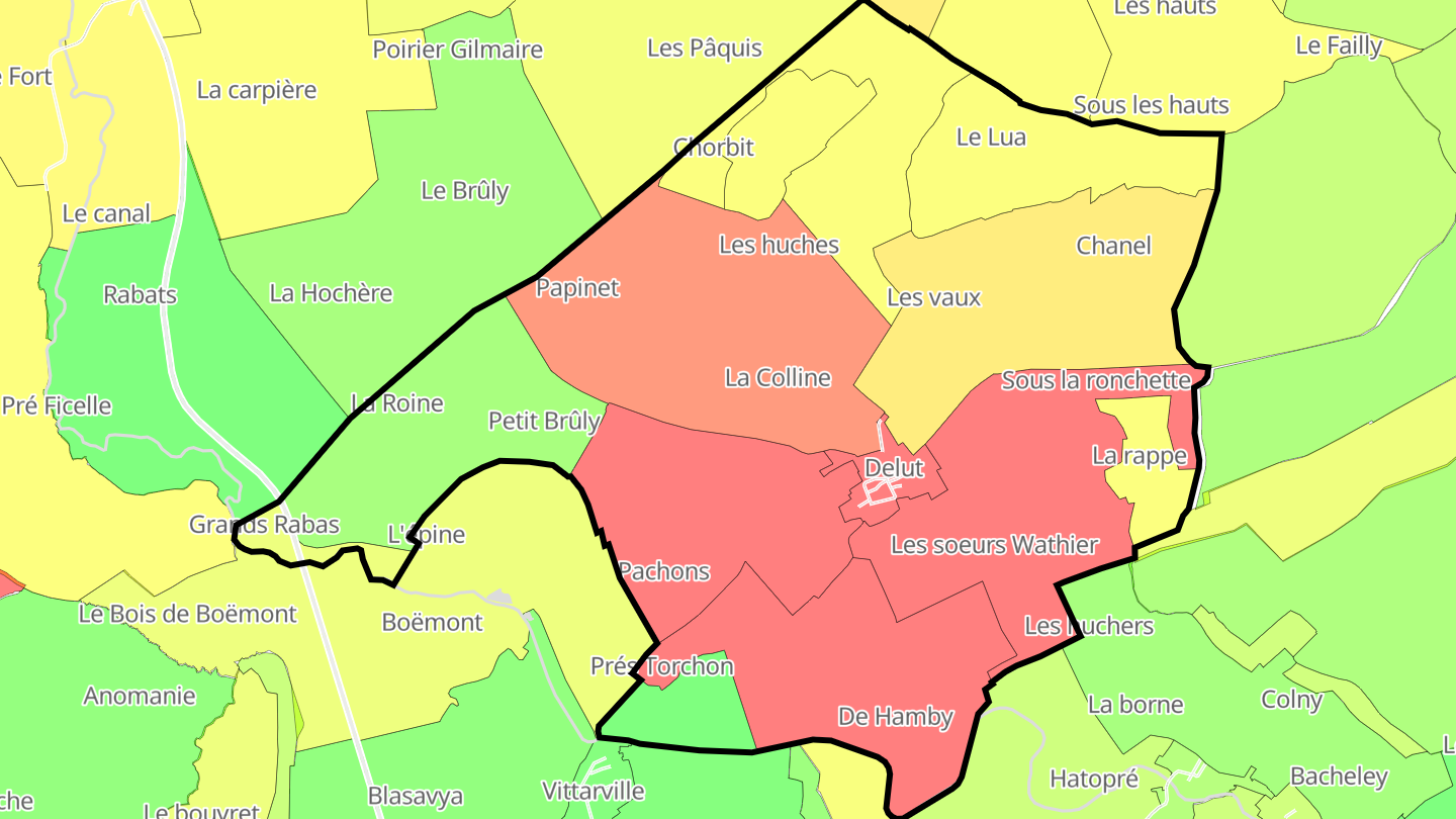 Carte des prix de l'immobilier Delut