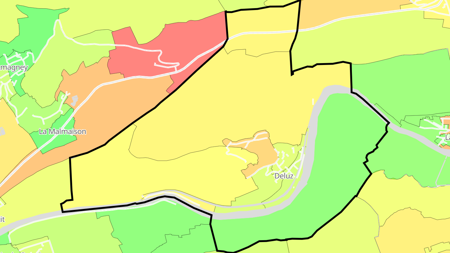 Carte des prix de l'immobilier Deluz