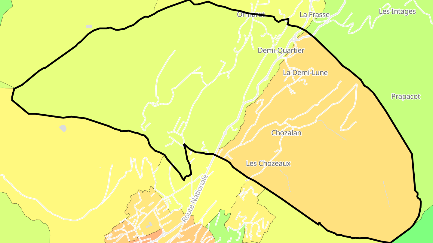 Carte des prix de l'immobilier Demi-Quartier