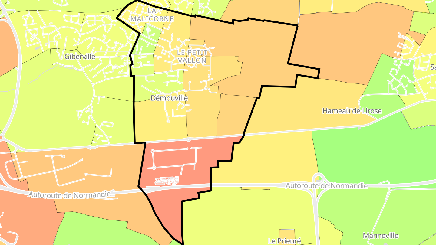 Carte des prix de l'immobilier Démouville