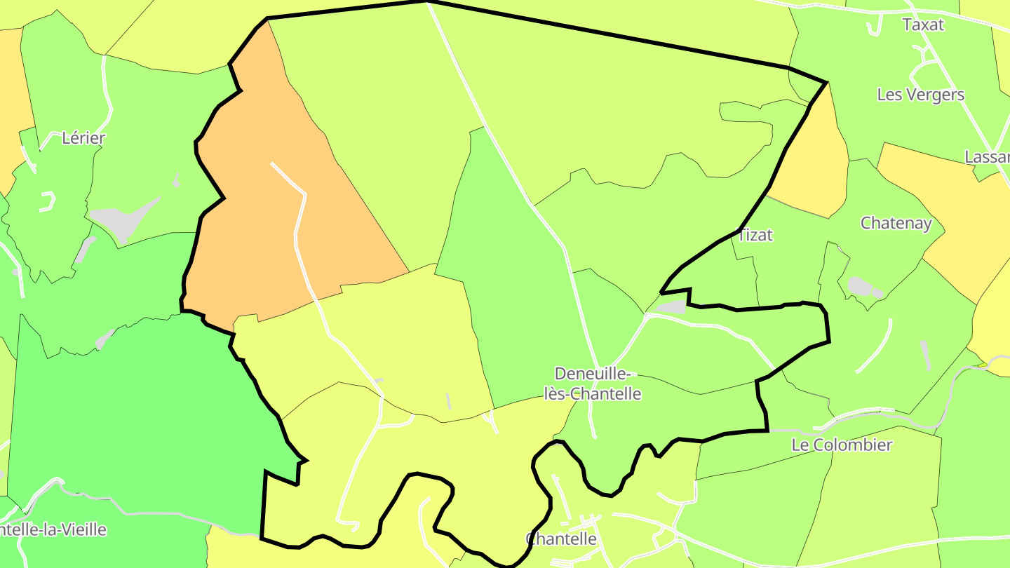 Carte des prix de l'immobilier Deneuille-lès-Chantelle