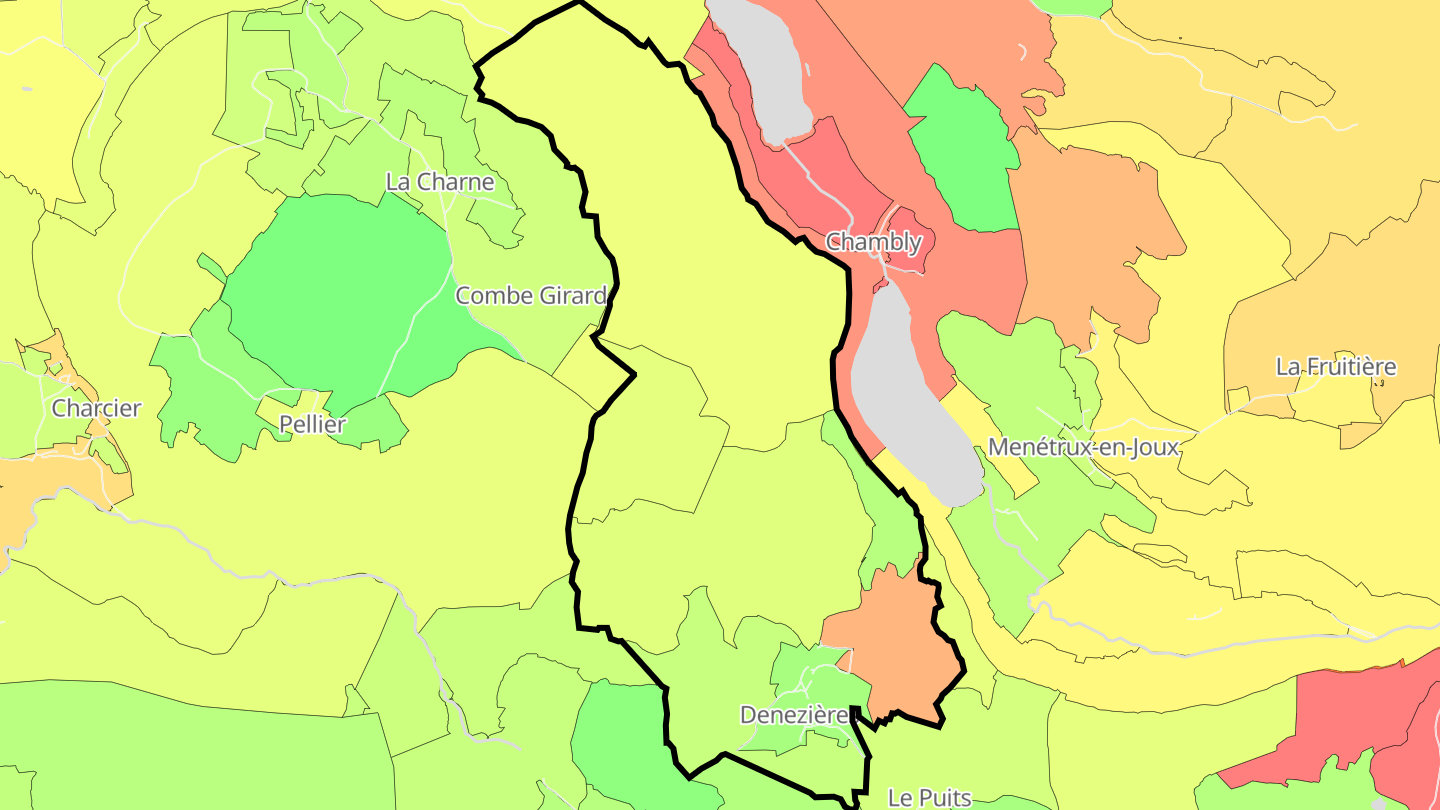 Carte des prix de l'immobilier Denezières