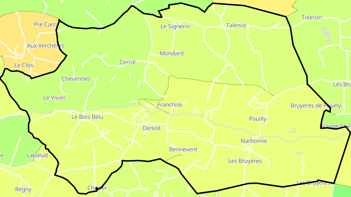 Carte des prix de l'immobilier Denicé