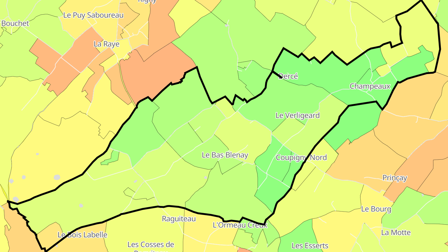Carte des prix de l'immobilier Dercé