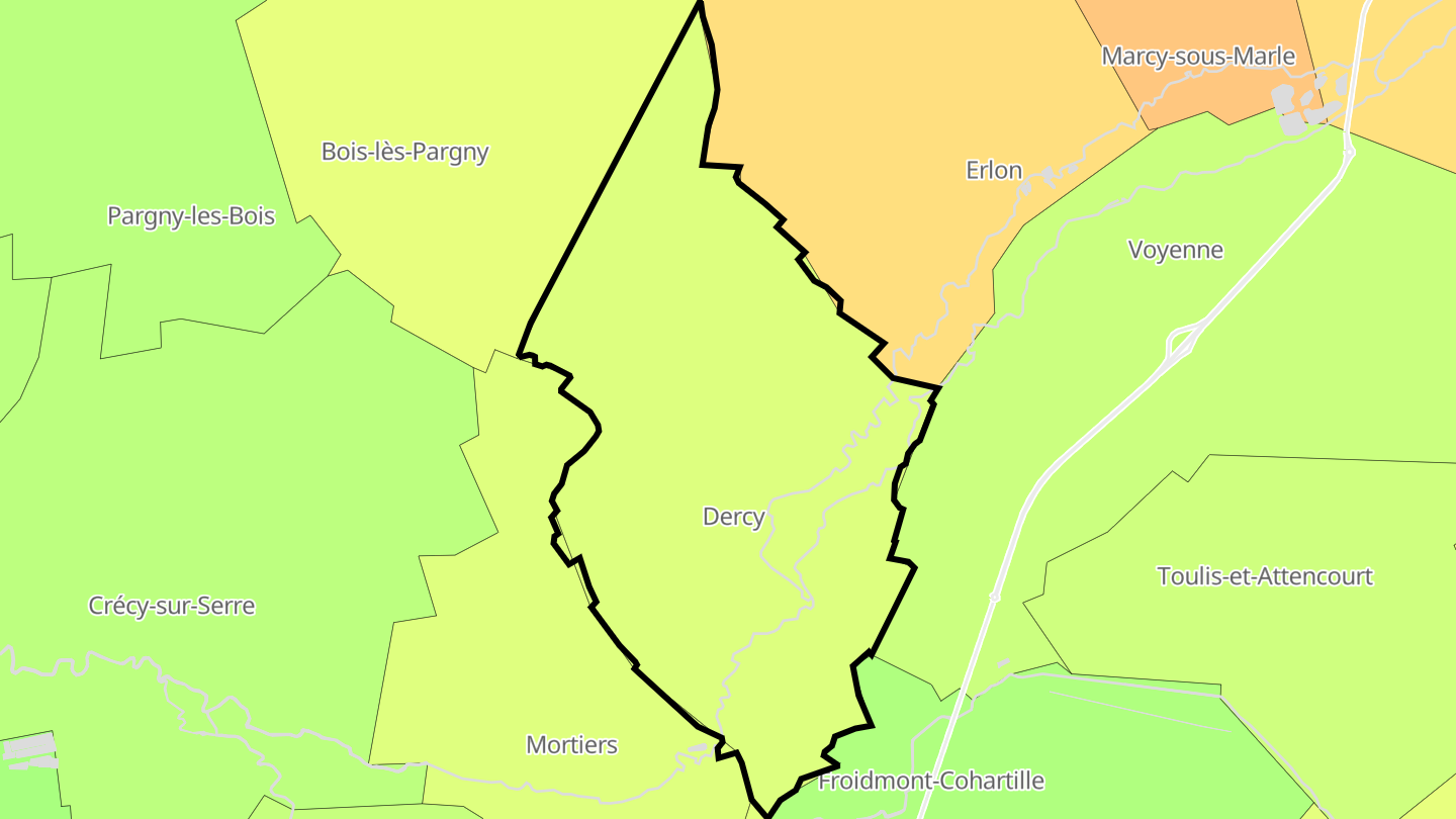Carte des prix de l'immobilier Dercy