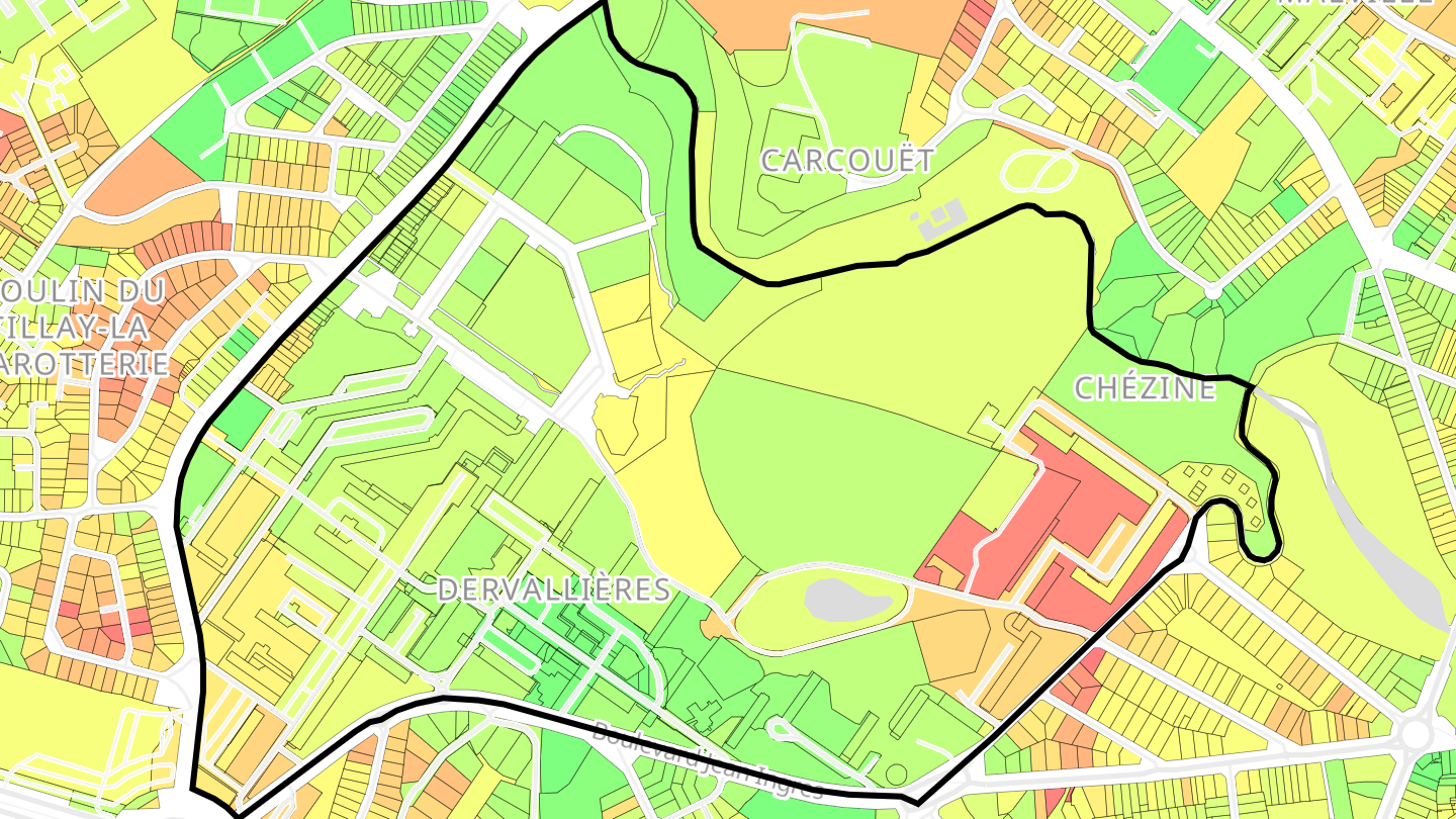 Carte des prix de l'immobilier Dervallières - Chézine