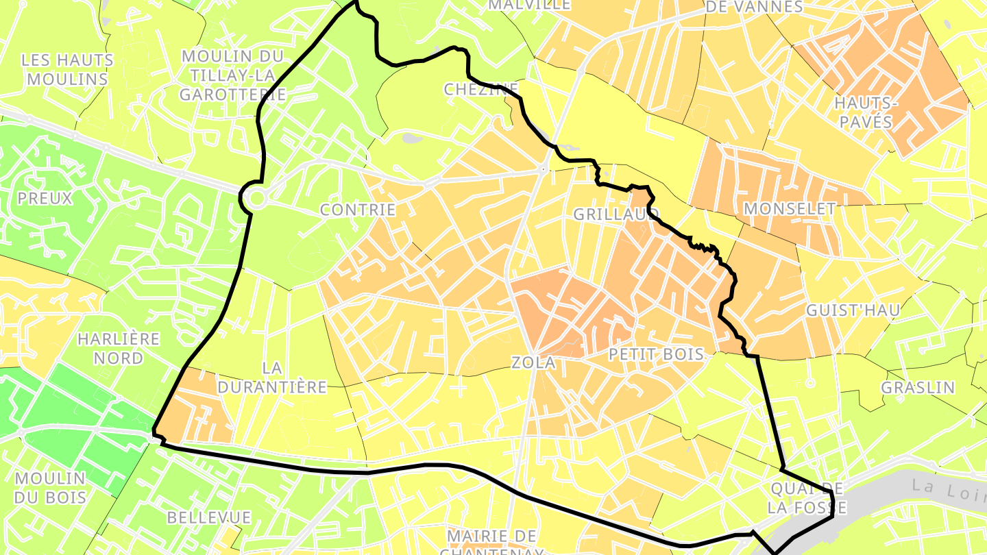 Carte des prix de l'immobilier Dervallières - Zola